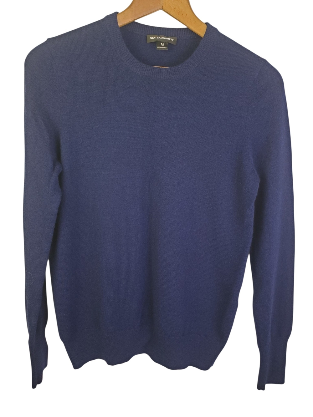 State Cashmere 100% Pure Cashmere Crewneck Sweater. Blue. MED. #387